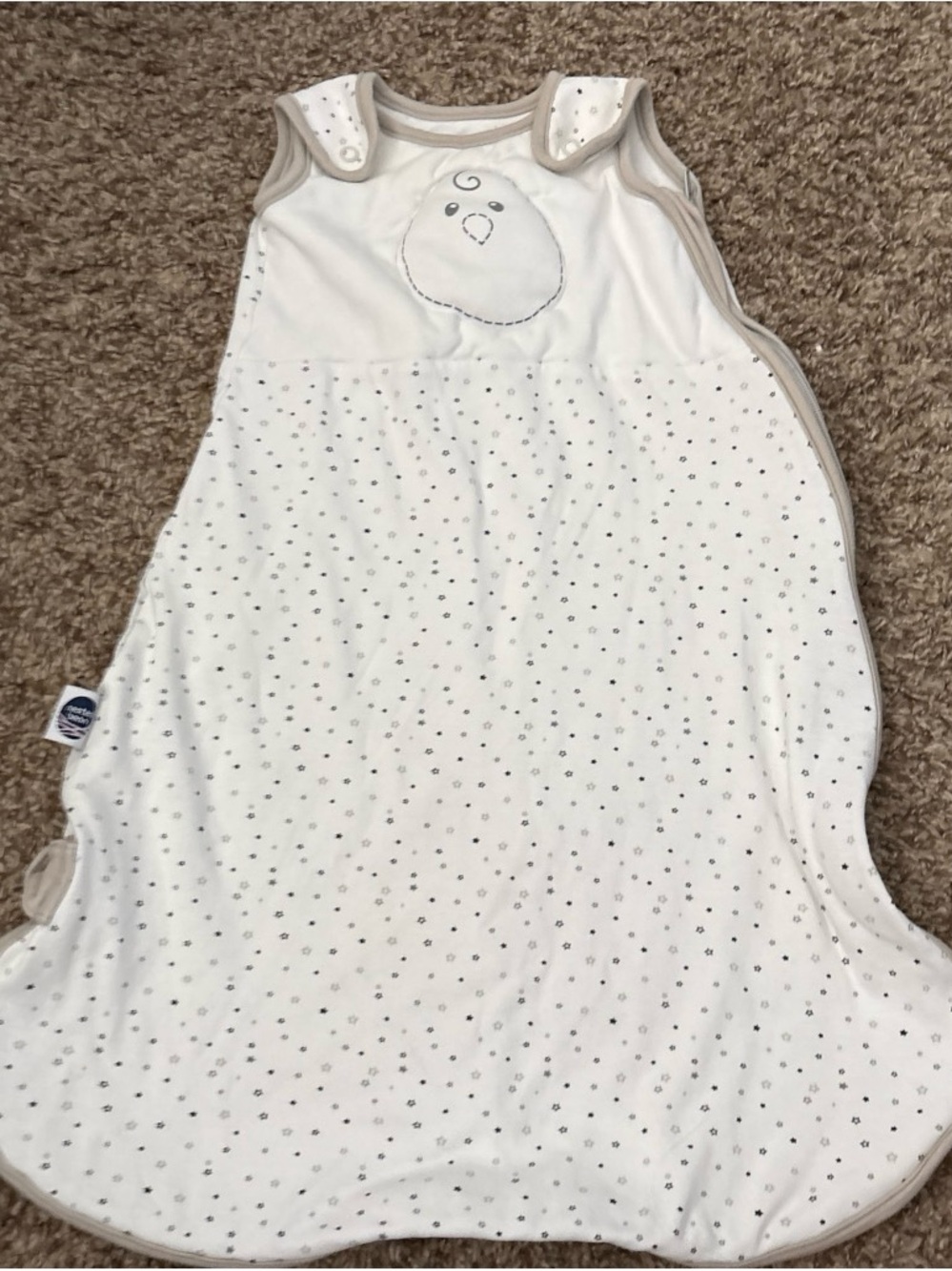 Neutral Star Sleep Sack - Soft White Baby Sleep Sack